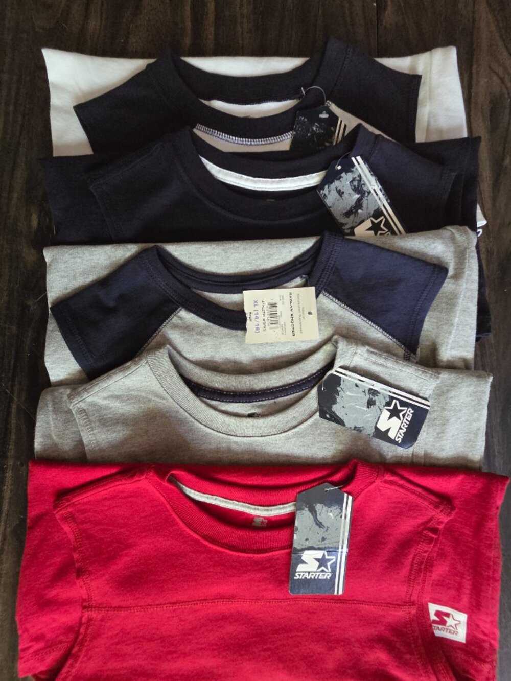 1 Lot of 5 Boys Sz 14/16 Sleeveless Tees 4 Starter Brand & 1 Athletic Works NWT